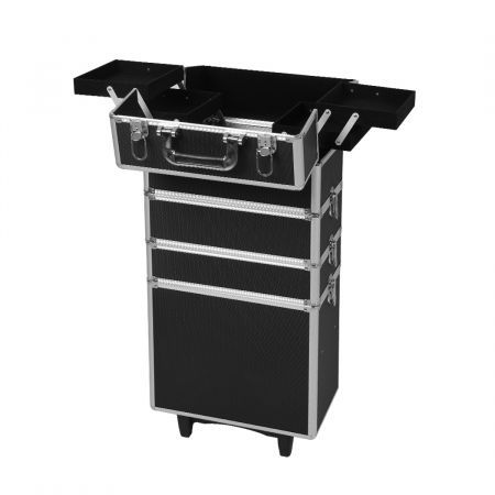 Makeup Case Professional Makeup Organiser 7 in 1 Trolley Black White