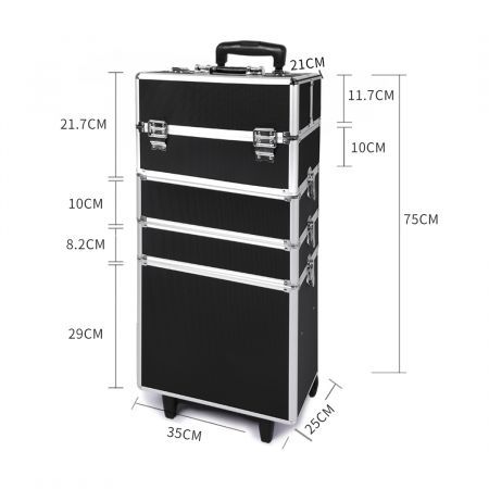 Makeup Case Professional Makeup Organiser 7 in 1 Trolley Black White