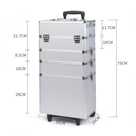 Makeup Case Professional Makeup Organiser 7 in 1 Trolley Silver