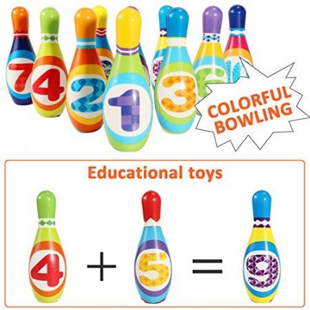 10 Multicolor Soft Foam Bowling Pins  Early Learning, Educational,