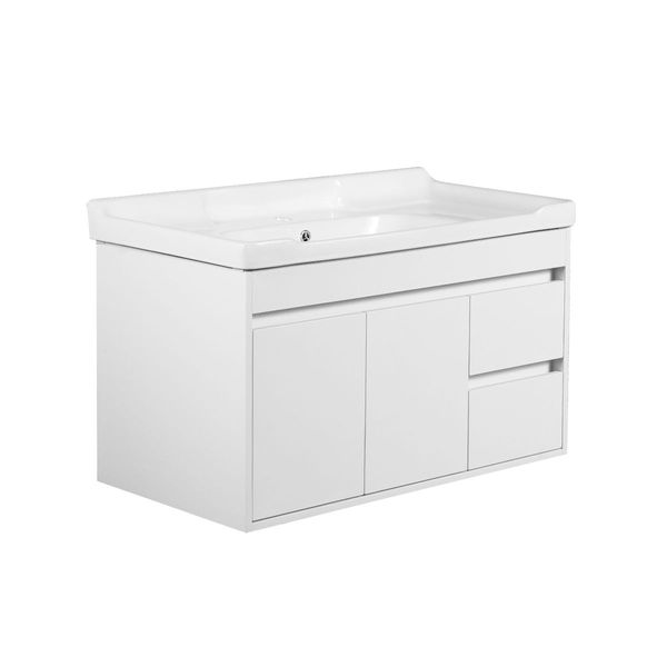 90cm Bathroom Vanity Wall Cabinet Sink Basin Cupboard Storage Unit White