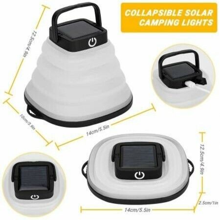 Solar Camping Lights, Portable Collapsible Crush Warm Light Solar Powered Lantern Waterproof LED Hanging Lanterns