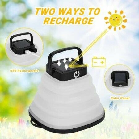 Solar Camping Lights, Portable Collapsible Crush Warm Light Solar Powered Lantern Waterproof LED Hanging Lanterns