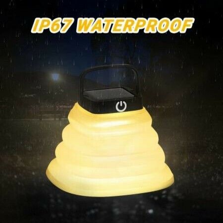 Solar Camping Lights, Portable Collapsible Crush Warm Light Solar Powered Lantern Waterproof LED Hanging Lanterns