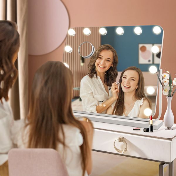 Maxkon Hollywood Makeup Vanity Mirror with 14 LED Lights 5X Magnification Touch Control