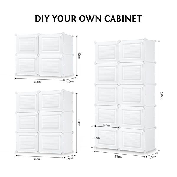 40 Pairs Stackable Shoe Storage Box Organiser Cube DIY Shoe Cabinet Rack Shelf 20 Tier White