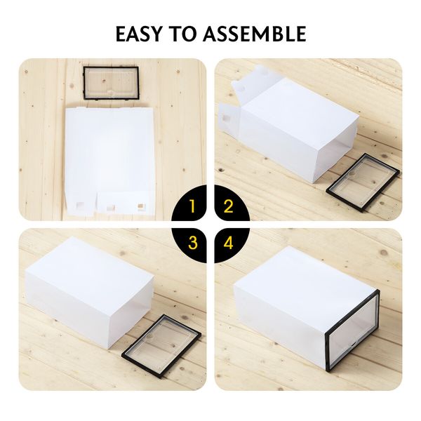 12PCS Plastic Shoe Display Cases Stackable Storage Organiser Box White