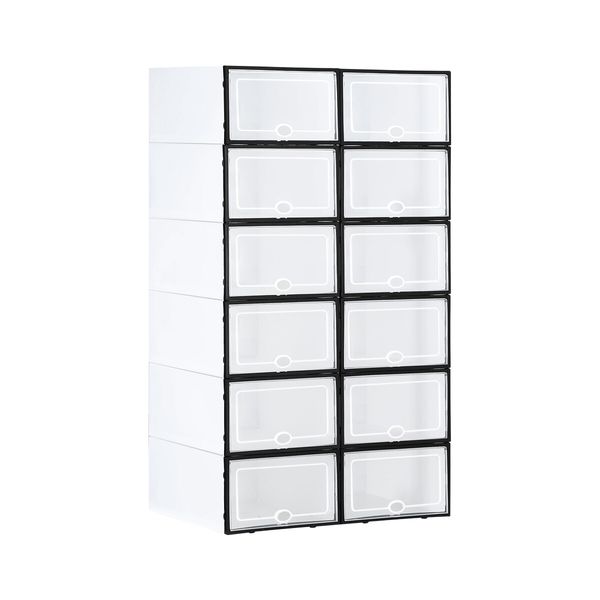 12PCS Plastic Shoe Display Cases Stackable Storage Organiser Box White