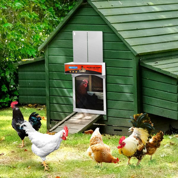 Automatic Chicken Door Auto Opener Coop House Kit Cage Closer Timer Light Sensor Upgraded