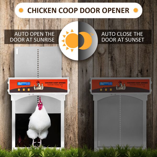 Automatic Chicken Door Auto Opener Coop House Kit Cage Closer Timer Light Sensor Upgraded