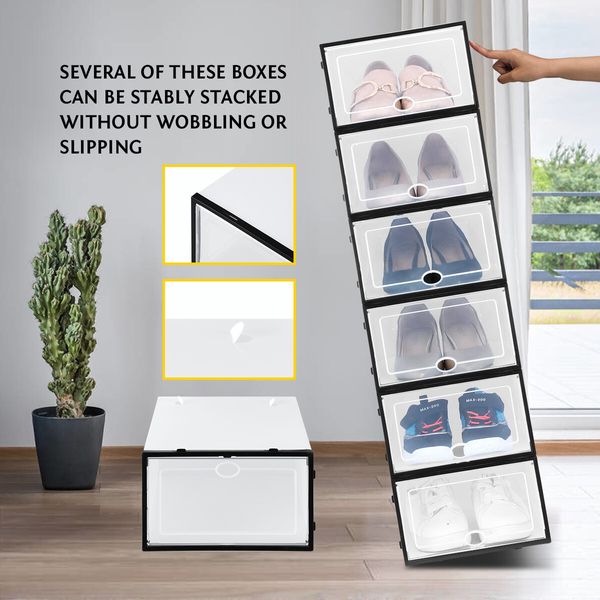 24PCS Plastic Shoe Display Cases Stackable Storage Organiser Box White