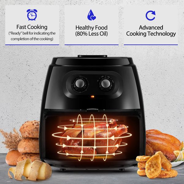 Maxkon 1800W 8.5L Air Fryer Knob Control Frying Food Kitchen Appliance Non-Oil Food Maker