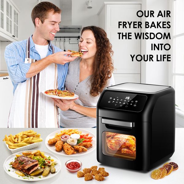 Maxkon Air Fryer Oven 12L 1800W Electric Kitchen Appliances Tilt LED Digital Touchscreen 12-in-1 Presets Black 