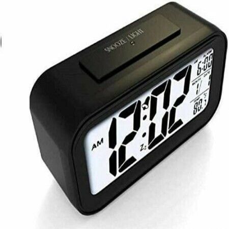 Digital Smart Alarm Clock with Automatic Sensor,Date & Temperature for Bedroom- (Black)