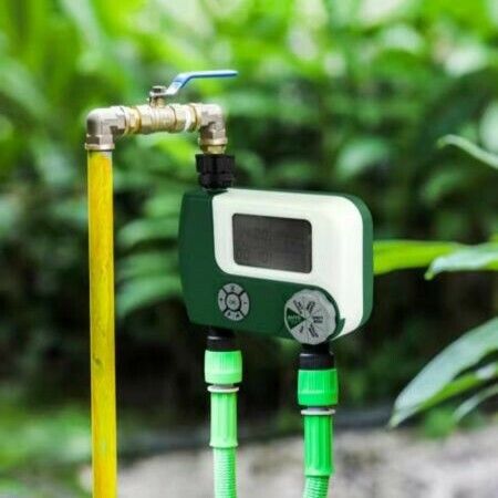 Programmable Hose Faucet Timer, 2 Outlet, Green