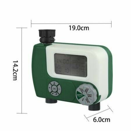 Programmable Hose Faucet Timer, 2 Outlet, Green