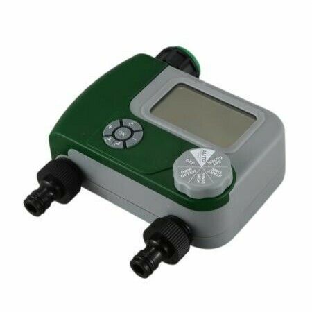 Programmable Hose Faucet Timer, 2 Outlet, Green