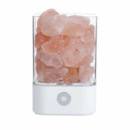 USB Crystal Salt Lamp Air Purifier Mood Creator Bedroom Decoration Bedside Colorful Lamp Children Night Light ,White