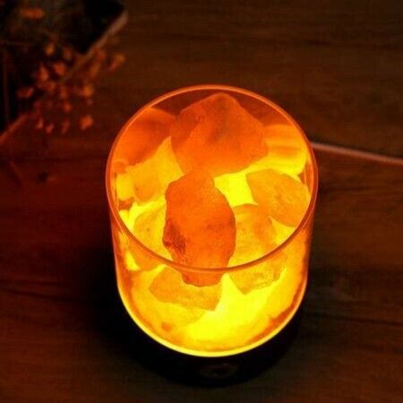 USB Crystal Salt Lamp Air Purifier Mood Creator Bedroom Decoration Bedside Colorful Lamp Children Night Light ,White