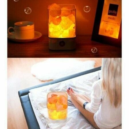 USB Crystal Salt Lamp Air Purifier Mood Creator Bedroom Decoration Bedside Colorful Lamp Children Night Light ,White