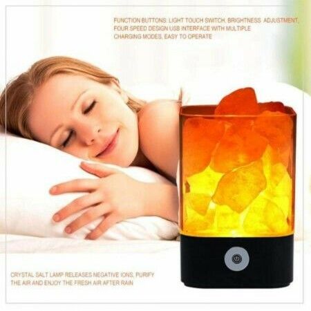 USB Crystal Salt Lamp Air Purifier Mood Creator Bedroom Decoration Bedside Colorful Lamp Children Night Light ,White