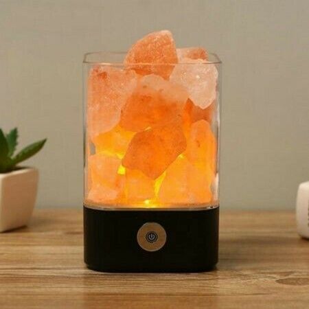 USB Crystal Salt Lamp Air Purifier Mood Creator Bedroom Decoration Bedside Colorful Lamp Children Night Light ,White