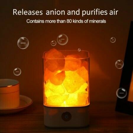 USB Crystal Salt Lamp Air Purifier Mood Creator Bedroom Decoration Bedside Colorful Lamp Children Night Light ,White