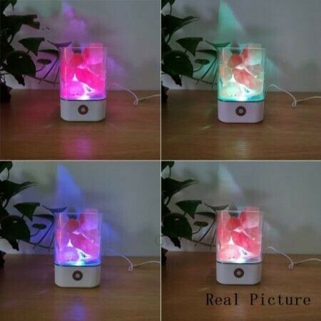 USB Crystal Salt Lamp Air Purifier Mood Creator Bedroom Decoration Bedside Colorful Lamp Children Night Light ,White