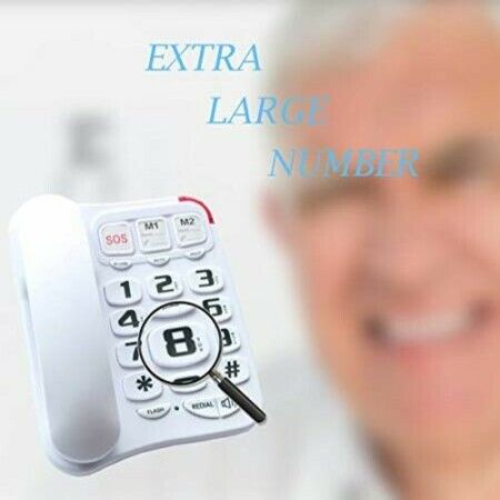 Senior Elderly Assisted Amplified Landline Phone with Emergency Large Numbers Corded Speakerphone