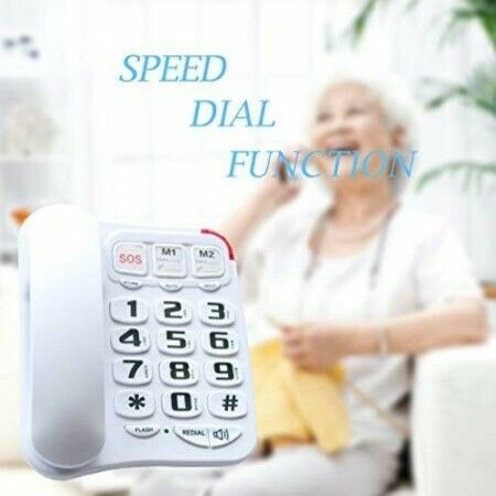 Senior Elderly Assisted Amplified Landline Phone with Emergency Large Numbers Corded Speakerphone