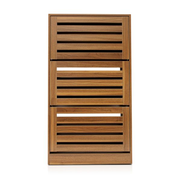 Oak Shoe Cabinet Rack Wooden Shelf Organiser w/3 Drawers  Shoes Storage