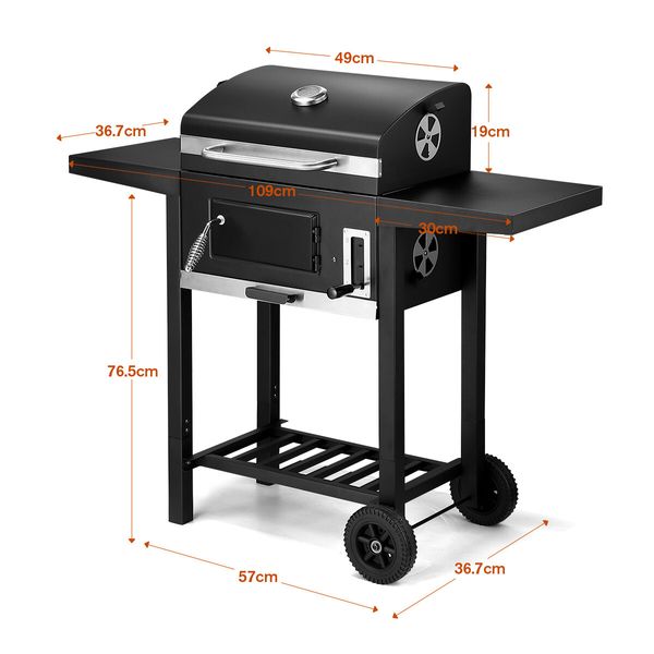 Aluminium Charcoal BBQ Grill Trolley Portable Cooking Grill Outdoor Barbecue Set for Picnic Patio Backyard Cooking