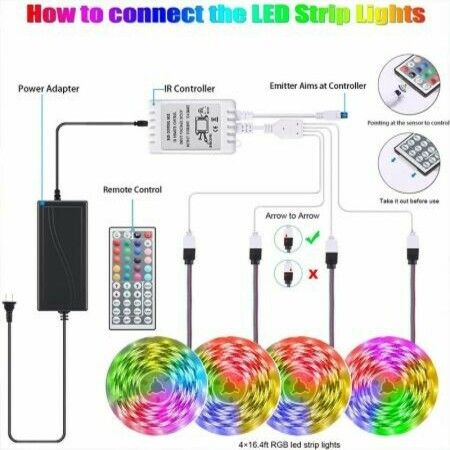 Led Strip Lights 15M 5050 RGB 270 LEDs Color Changing Lights with APP Control Sync with Music