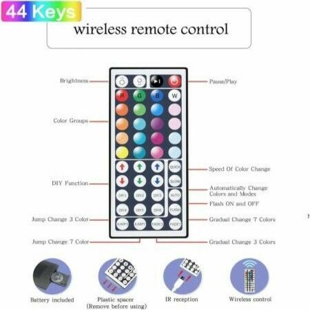 LED Strip Light 2835 SMD RGB Multi-Color Changing Lights 300 LEDs Rope with IR Remote 5M Length