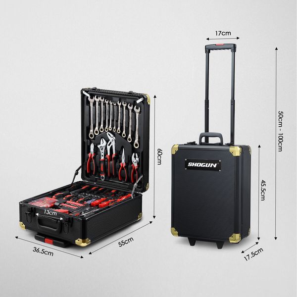 1375 Piece Tool Box Tool Kit Trolley Case Storage Toolbox Tool Set Organiser Black