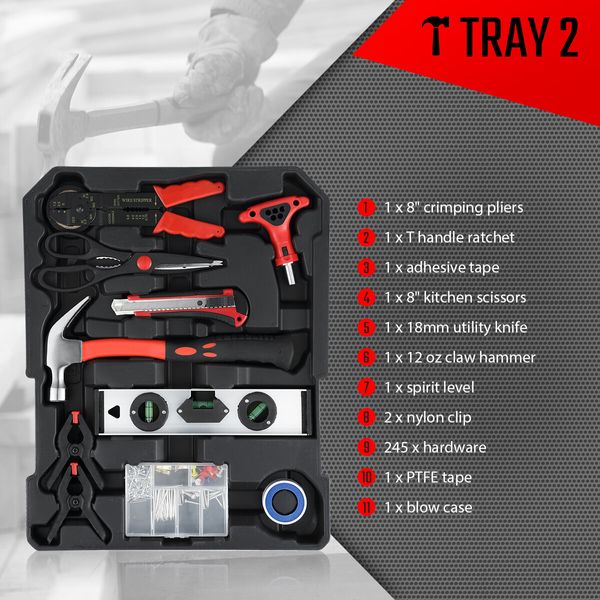 1375 Piece Tool Box Tool Kit Trolley Case Storage Toolbox Tool Set Organiser Black