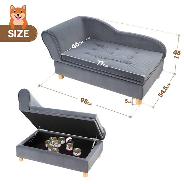 Pet Dog Bed Cat Sofa Puppy Couch Doggy Chaise Soft Lounge Furniture Flannelette Removable Cushion 98x54.5x48CM