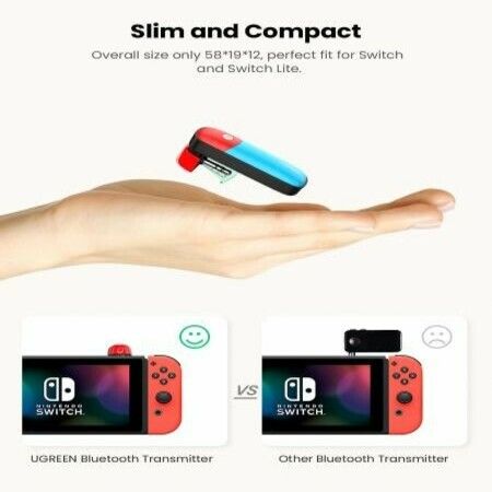 Bluetooth 5.0 Transmitter Compatible for Nintendo Switch Switch Lite 3.5mm Audio Adapter with APTX Low Latency Supports Wireless Bluetooth Headphones and Speakers