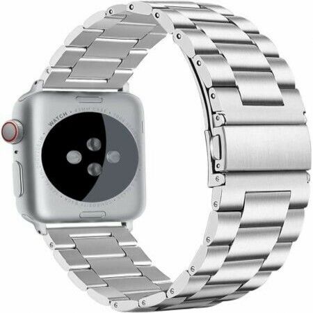 Compatible for Apple Watch Band, Metal Replacement Strap Compatible Apple Watch Series 6/5/4/3/2/1 Smartwatch,apple watch SE ( L SIZE 42mm/44mm ) Silver