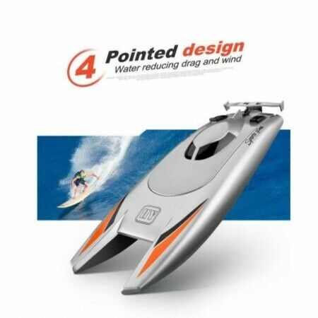 RC Racing Boat High Speed Electric 25KM/H Remote Controlled Speedboat 2 BATTERIES  Color Silver