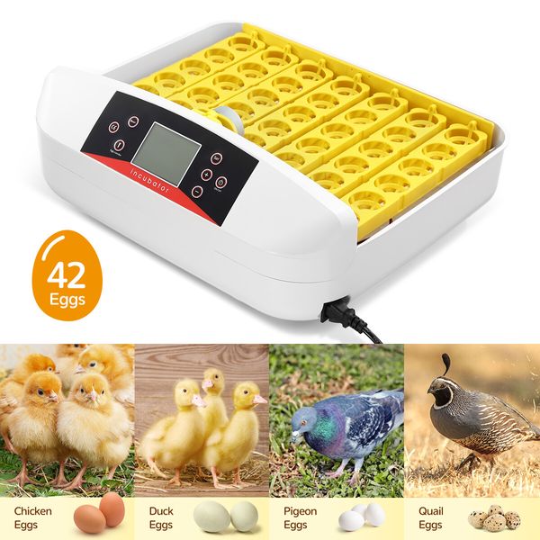 Automatic 42 Egg Incubator Digital Hatching Chicken Pigeon Quail Eggs Hatcher with LED Candle Lamps