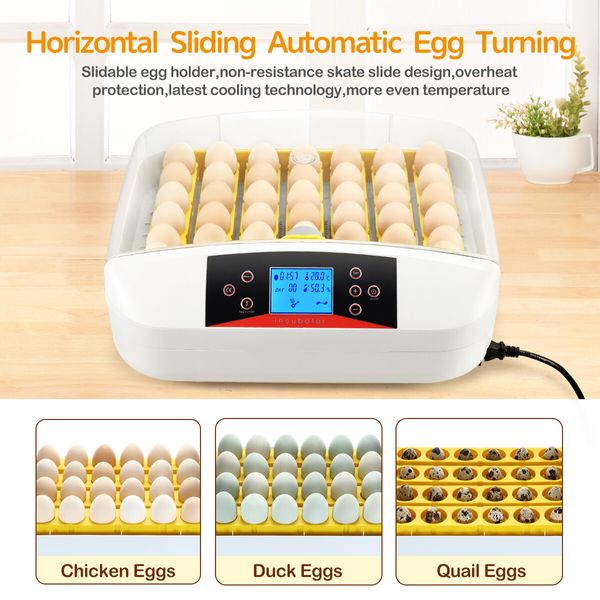 Automatic 42 Egg Incubator Digital Hatching Chicken Pigeon Quail Eggs Hatcher with LED Candle Lamps