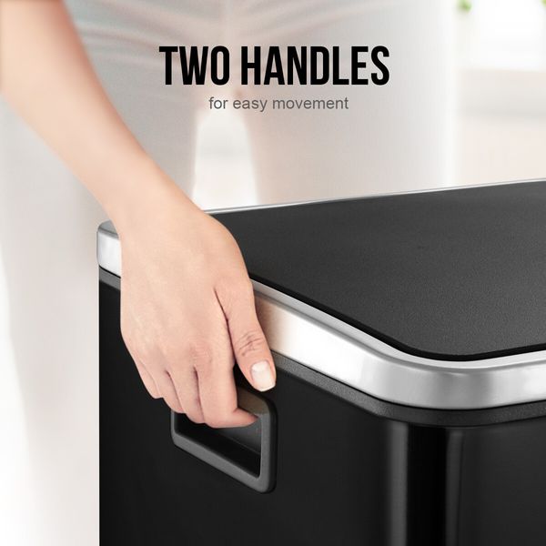 Maxkon 60L Pedal Recycling Bin Kitchen Rubbish Bin Waste Garbage Trash Bin Can with Dual Compartments Black