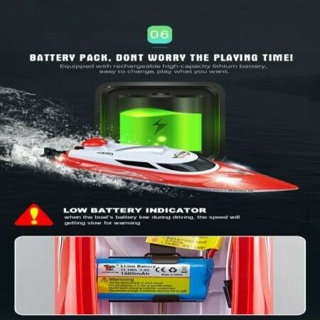 High-Speed 35km/h 200M Control Distance Cooling Overturn Reset pull fishnet Speedboat 2 batteries