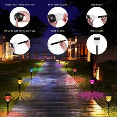 LED Solar Light Outdoor, 6 Packs Solar Pathway Lights with 7 Color Changing Waterproof IP65, Outdoor Solar Landscape Lights for Lawn,Yard and Walkway