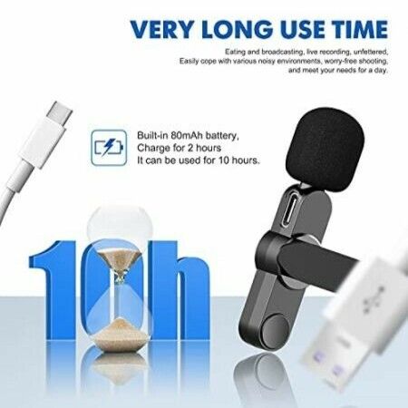 Plug-Play UHF Wireless Lapel Lavalier Microphone System for Video,Recording,YouTube Facebook Live Stream,Android TYPE-C