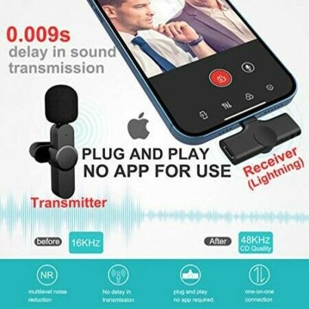 Plug-Play UHF Wireless Lapel Lavalier Microphone System for Video,Recording,YouTube Facebook Live Stream,Android TYPE-C