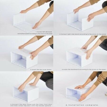 2Pack Voice Control LED Sneaker Storage Boxes Drop Side Shoe Boxes Clear Plastic Stackable Col Red 36x29x22cm