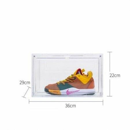 4pcs Storage Shoe Box, Foldable Clear Sneaker Display Box, Stackable Plastic Storage Bins 36X33X21CM