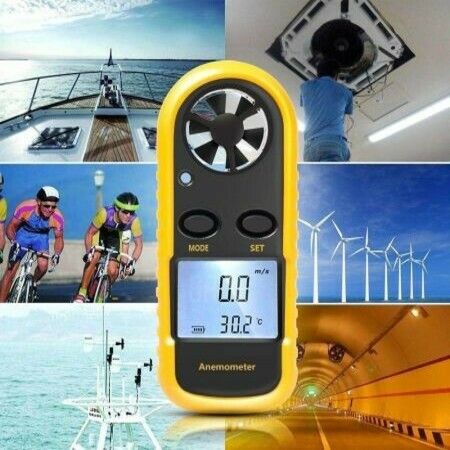 Anemometer, Digital LCD Wind Speed Meter Gauge Air Flow Velocity Thermometer Measuring Device with Backlight for Windsurfing, Sailing, Kite Flying, Surfing Fishing Etc.